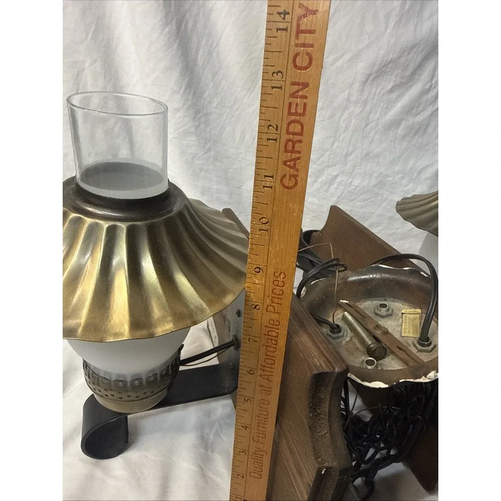 Vintage 70's Hang Light Tavern Iron Rustic Wood Farmhouse Saloon Pub Spanish Rev